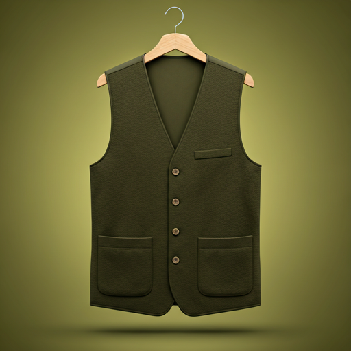 Primer plano de vestido de punto verde oliva con textura suave y fondo de bosque desenfocado con luz dorada