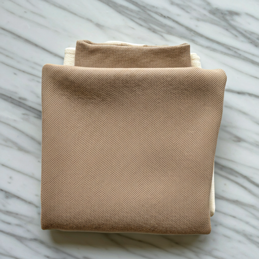 instagram post preview of folded beige and cream clothes on a marble surface